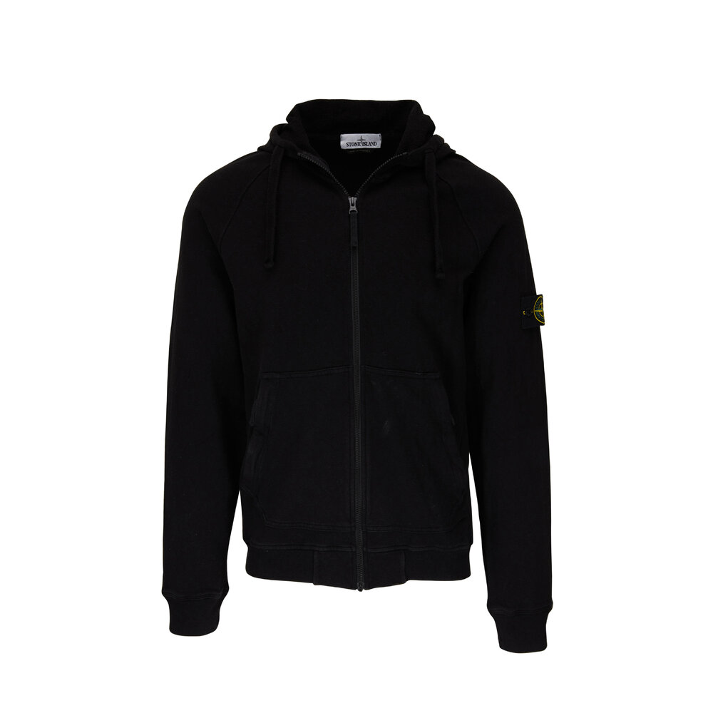 Stone island discount black hoodie zip