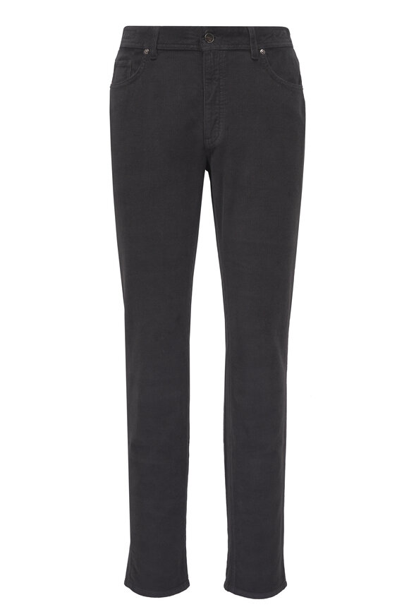 Barmas Gray Cotton & Cashmere Corduroy Five Pocket Pant