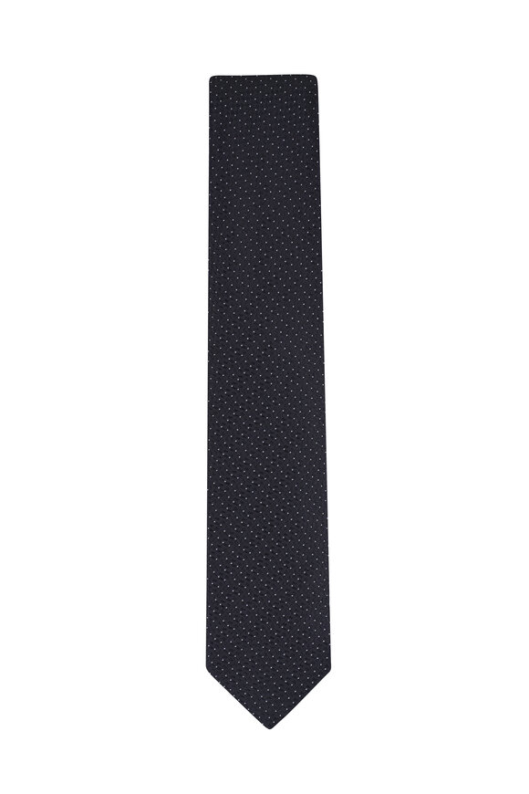 Eton Black Pin Dot Woven Silk Necktie