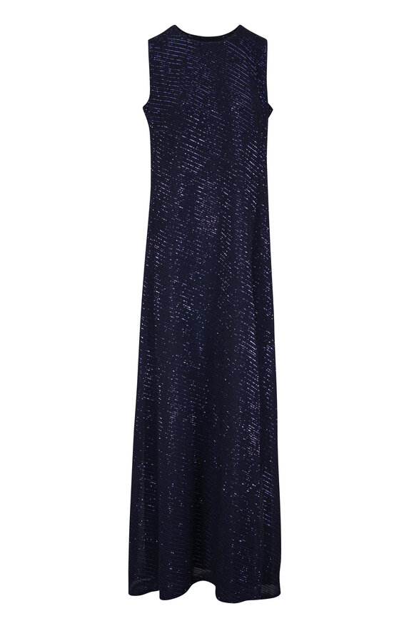 Akris Navy Sequin A-Line Gown