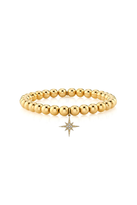 Sydney Evan 14k Yellow Gold Pave Starburst Beaded Bracelet