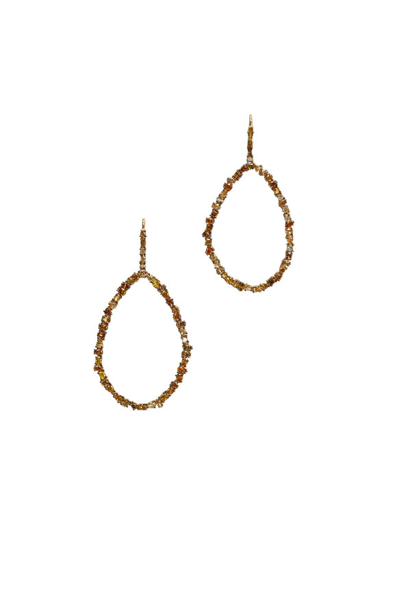 Kimberly McDonald - Gold Natural Yellow & Cognac Diamond Hoop Earrings