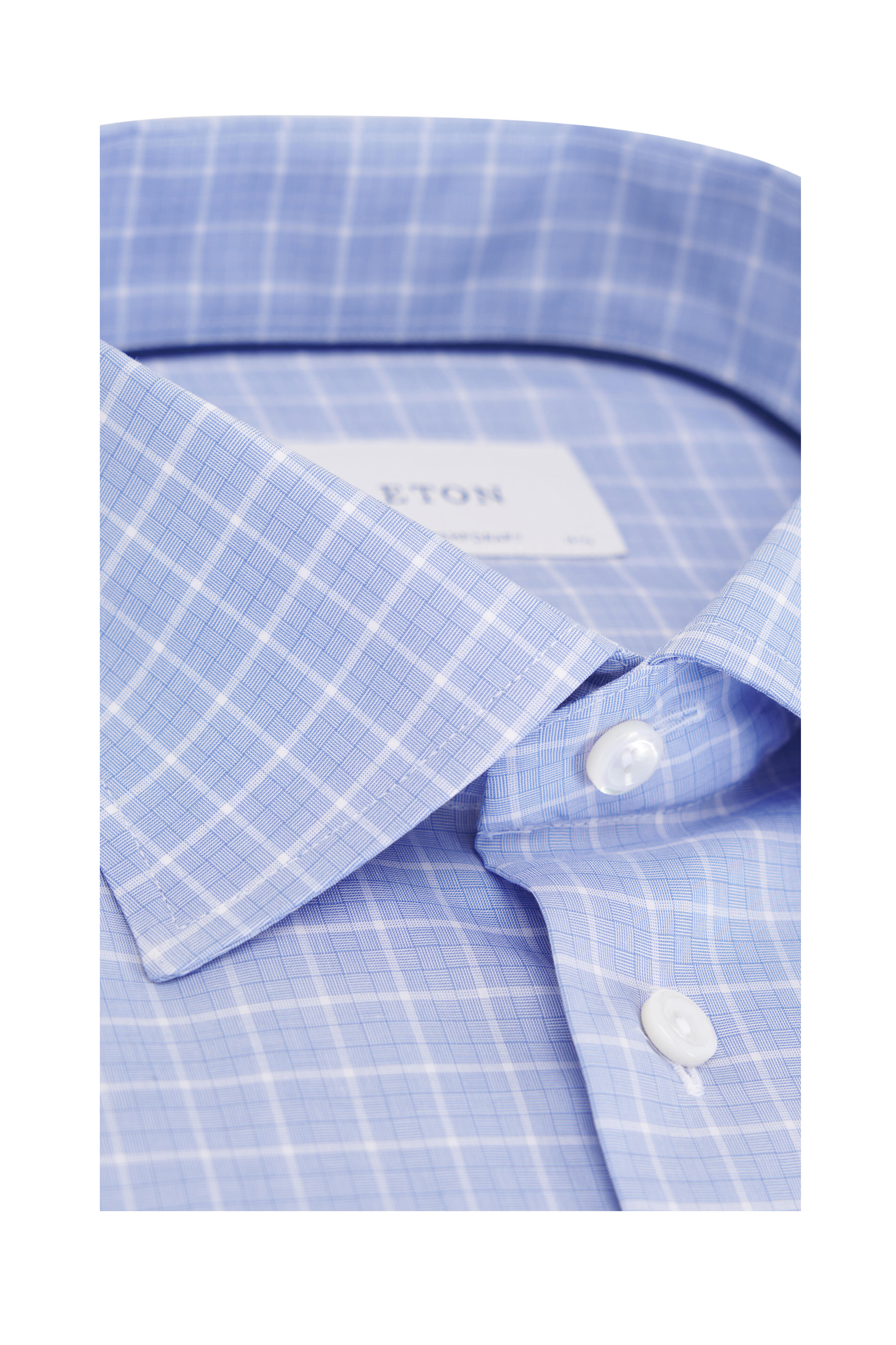 Eton - Light Blue Check Cotton Dress Shirt