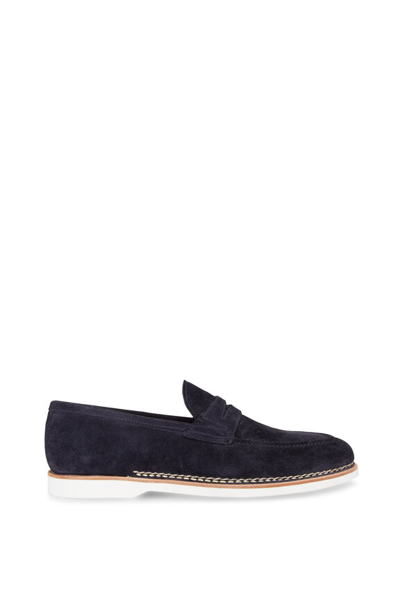 Bontoni Fascino Navy Blue Norwegian Boat Loafer - view 2