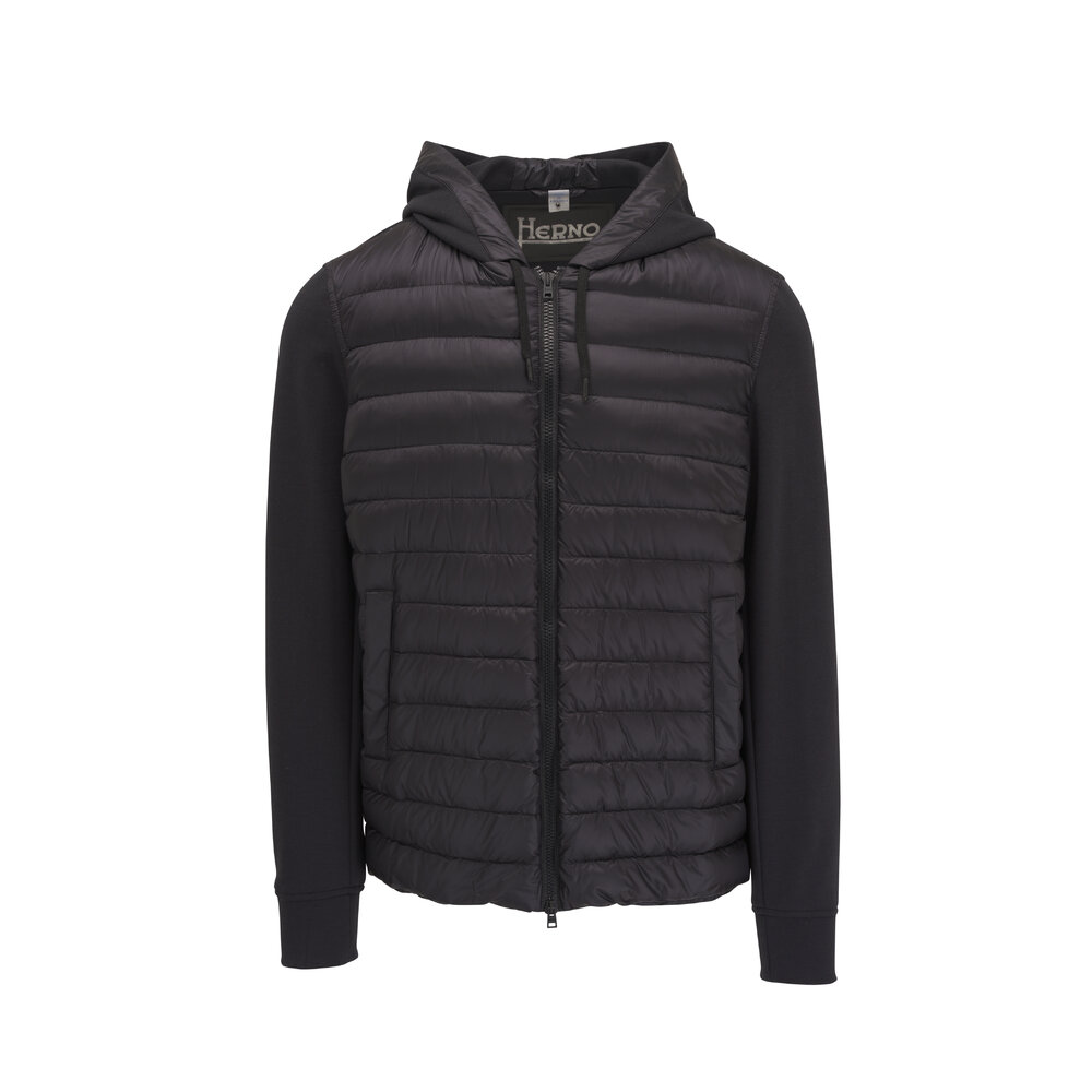 Herno - Black Zip Up Quilted Down Hoodie | Mitchell Stores Herno - Black Zip Up Quilted Down Hoodie | Mitchell Stores