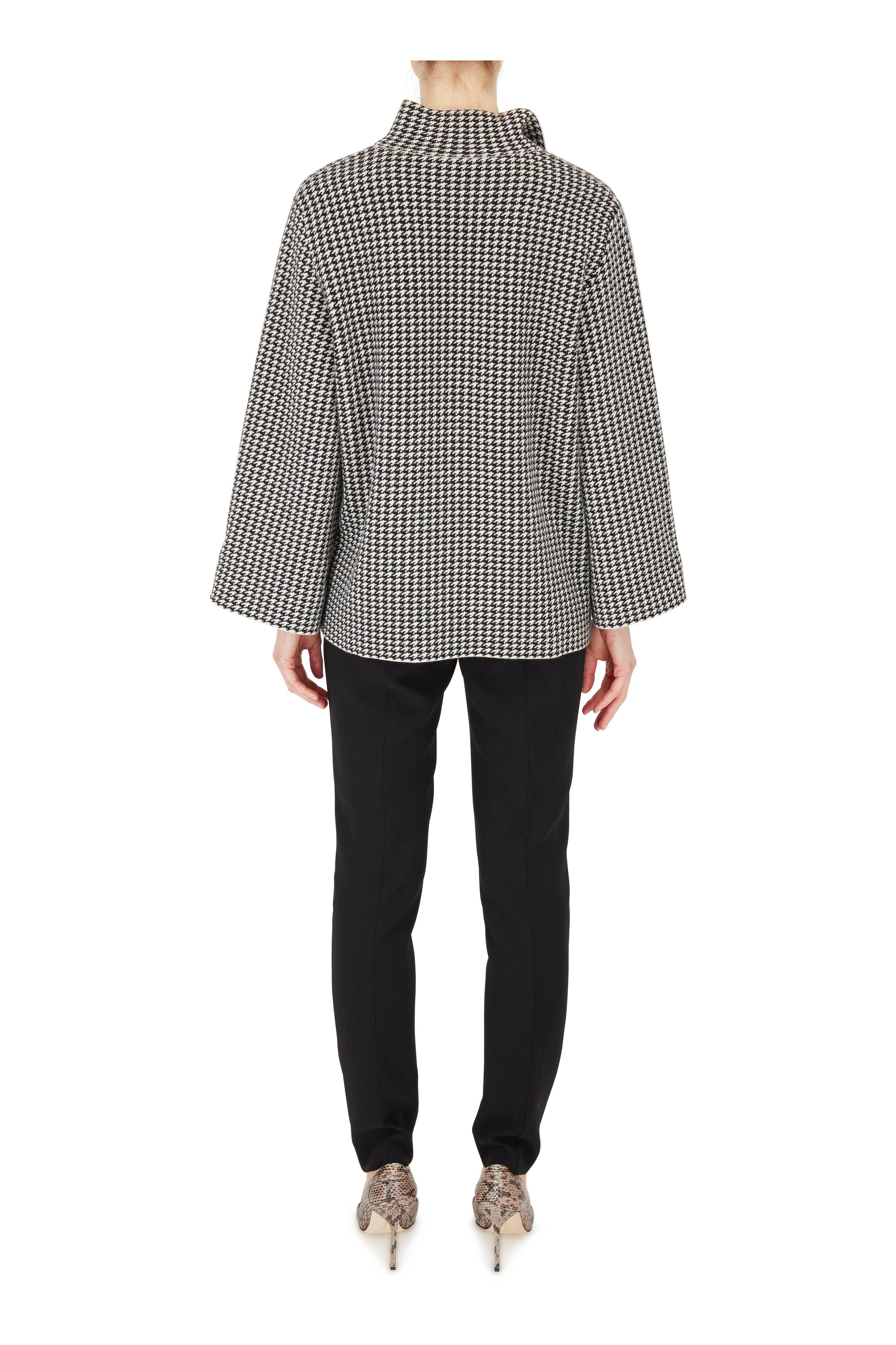 Akris - Black & Birch Houndstooth Reversible Jacket