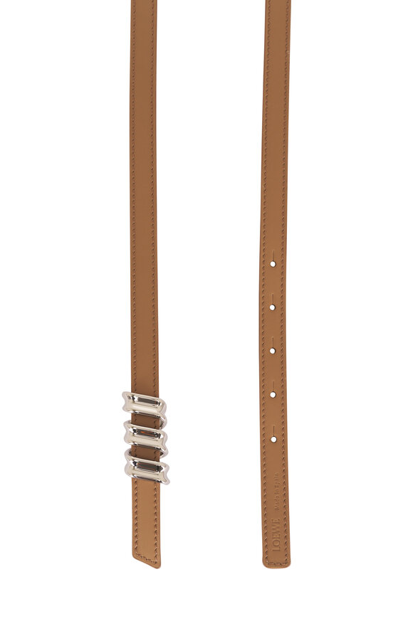Loewe Mocha, Beige & Silver Coil Skinny Belt, 15mm - view 2