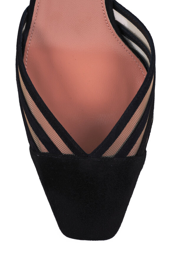 Aquazzura Alana Black Mesh & Suede Pump, 35mm - view 8