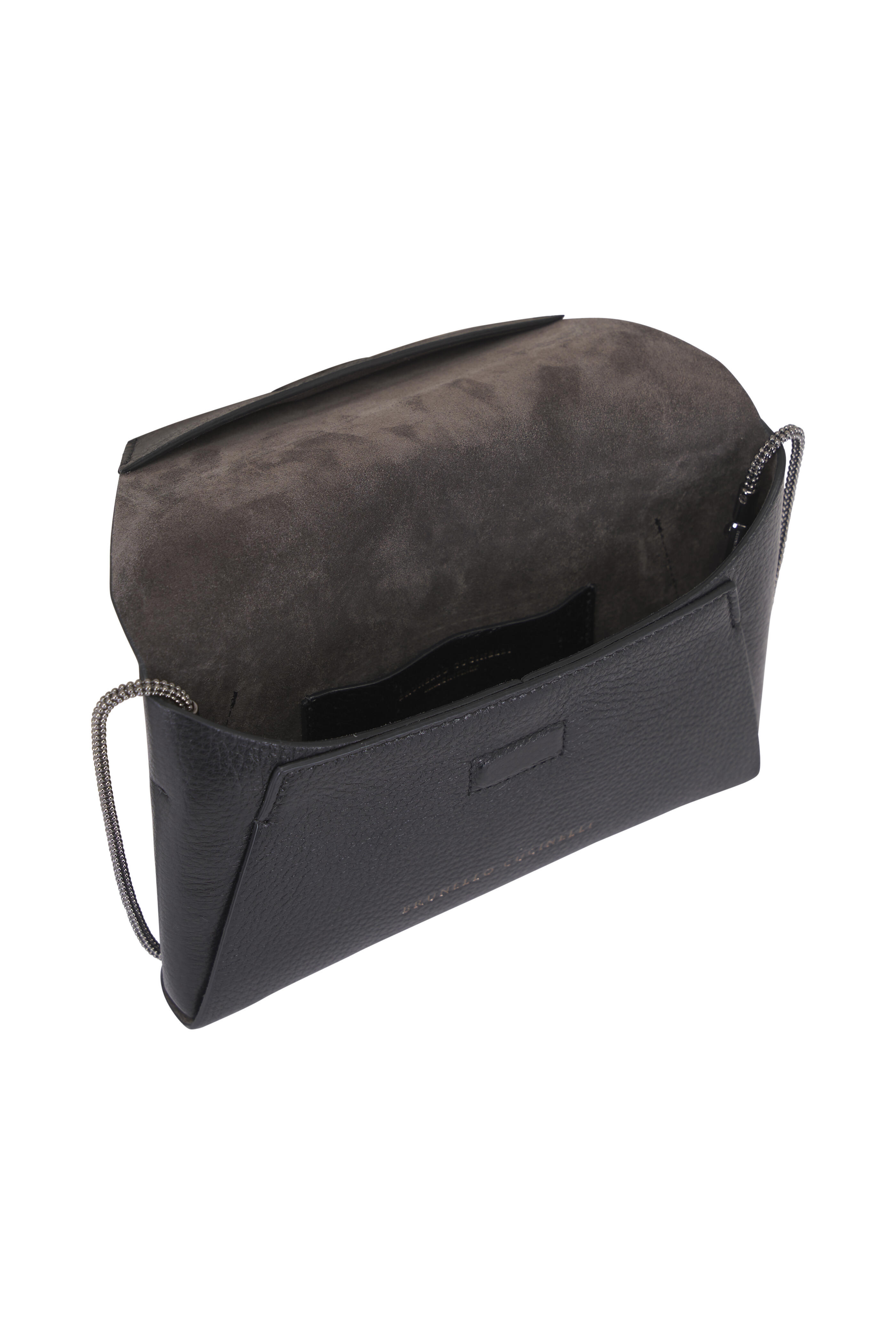 Brunello Cucinelli - Duo Black Leather Chain Envelope Clutch - view 4