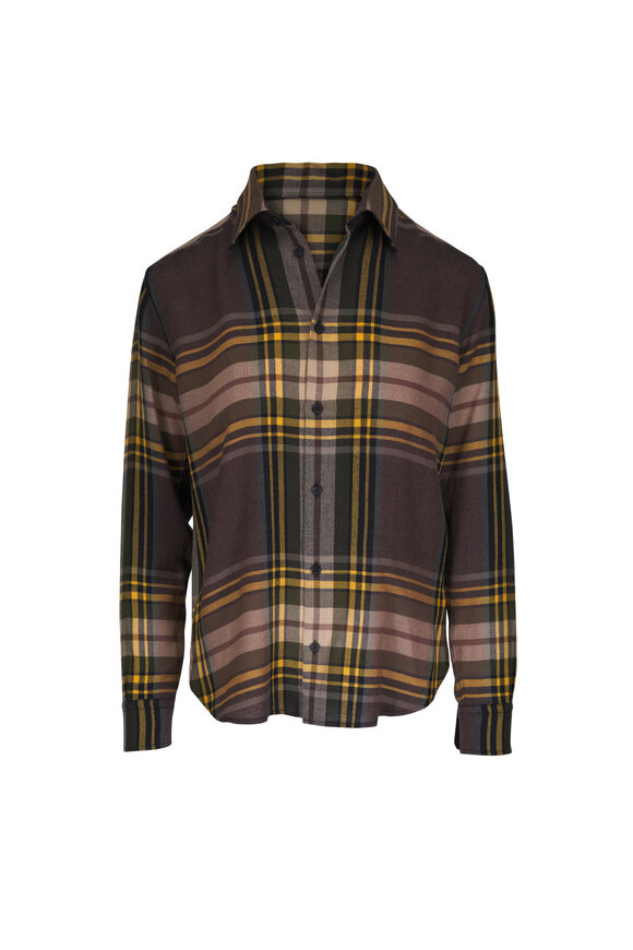 Saint Laurent Cassandra Garden Tartan Plaid Blouse