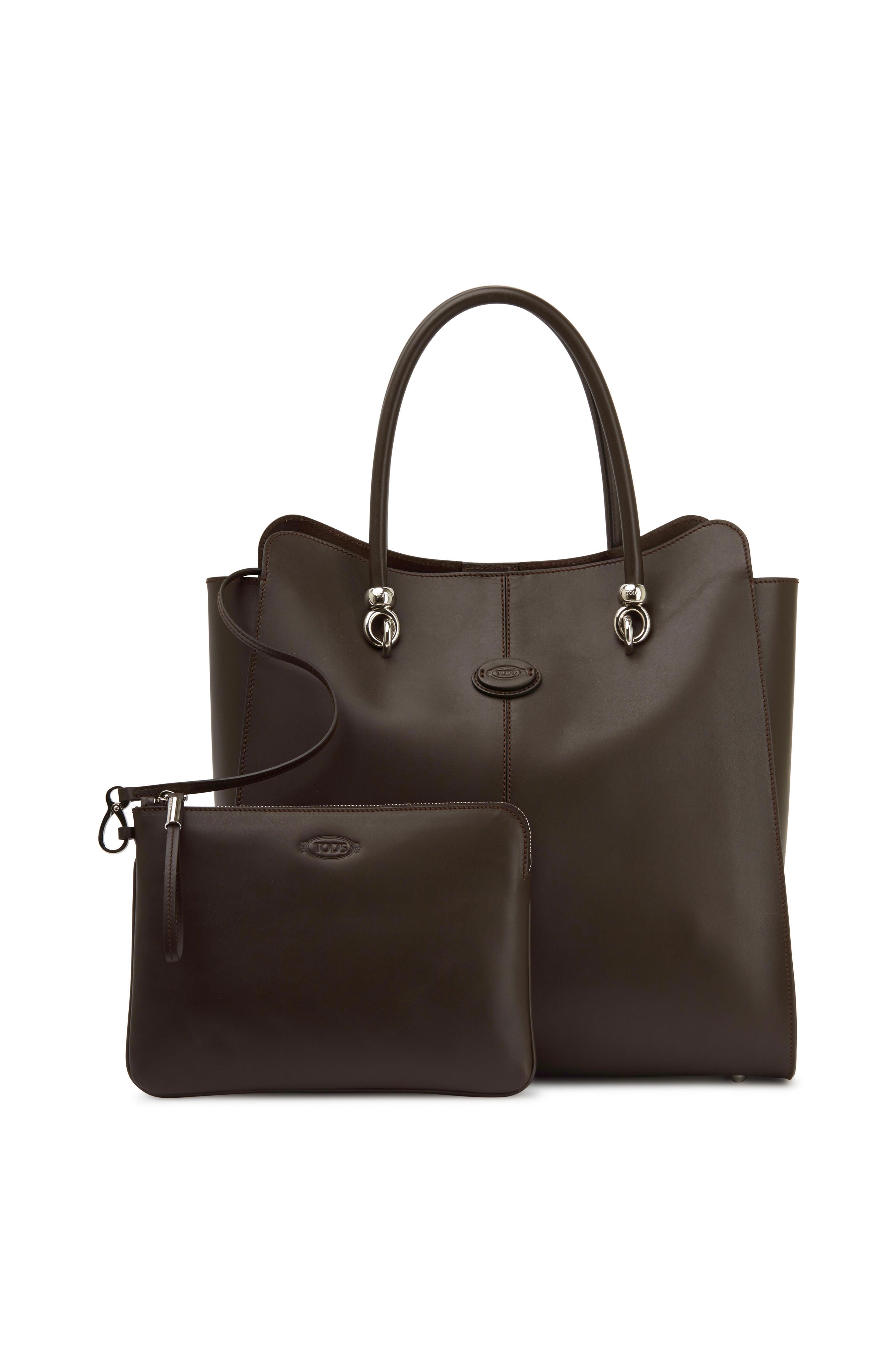 Tod's - Sella Dark Brown Leather Shopper