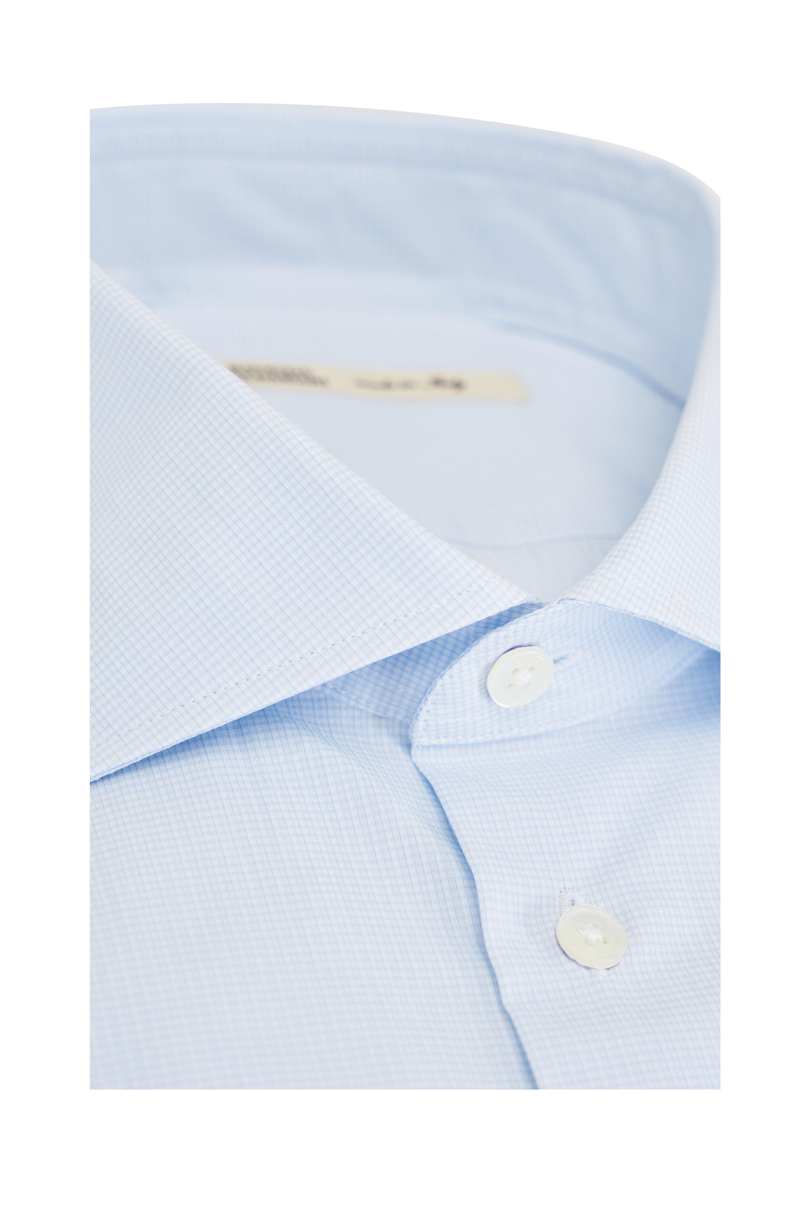 Maurizio Baldassari - Light Blue Mini Check Cotton Sport Shirt