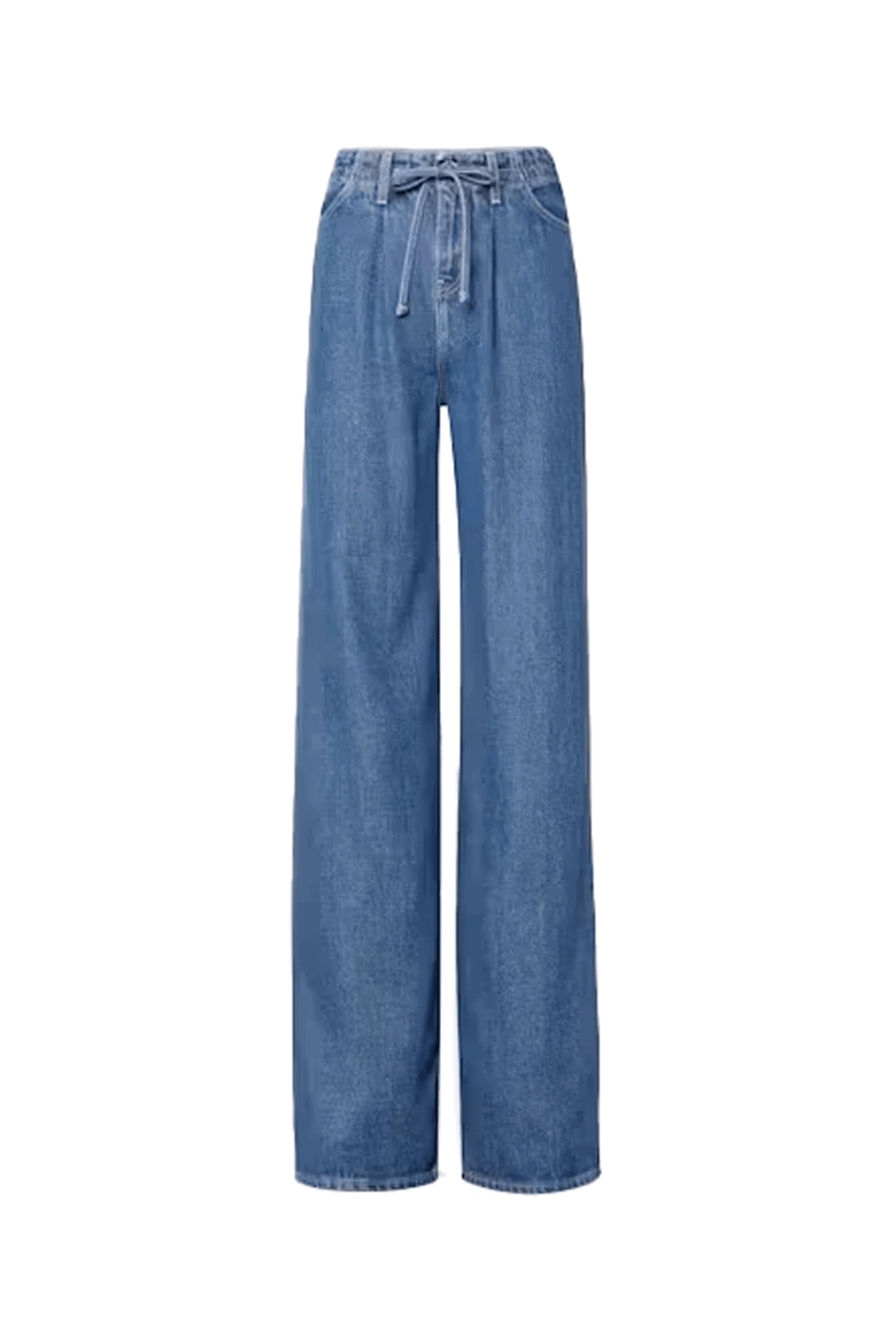 Frame - Super Drape Drawstring Wide Leg Jean in Ghost