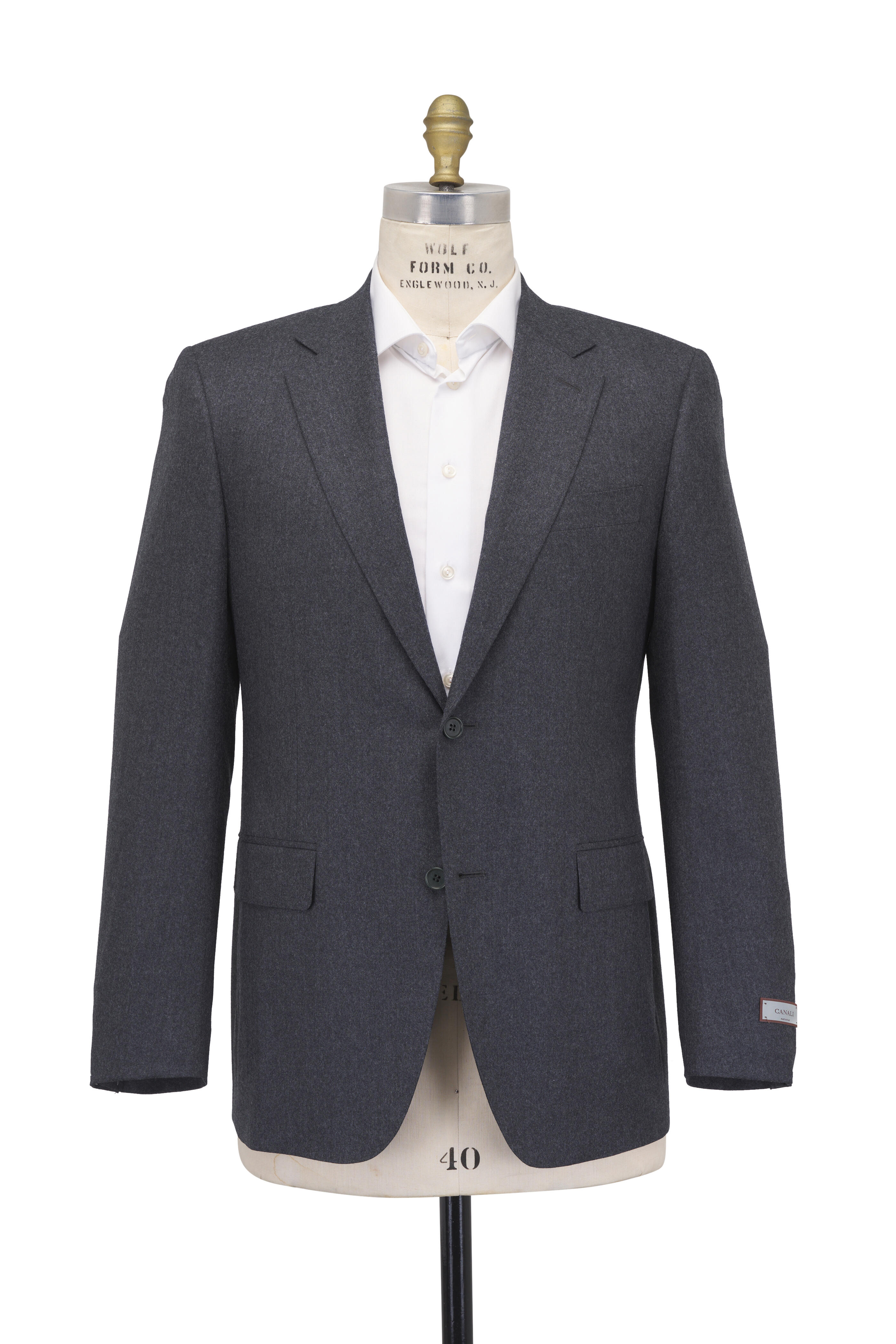 Canali - Solid Dark Gray Brushed Wool Suit