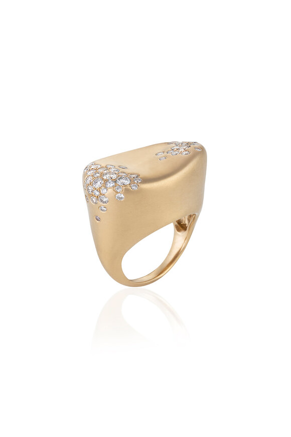 Nada Ghazal 18k Yellow Gold My Muse Storm Winter Oval Ring - view 1