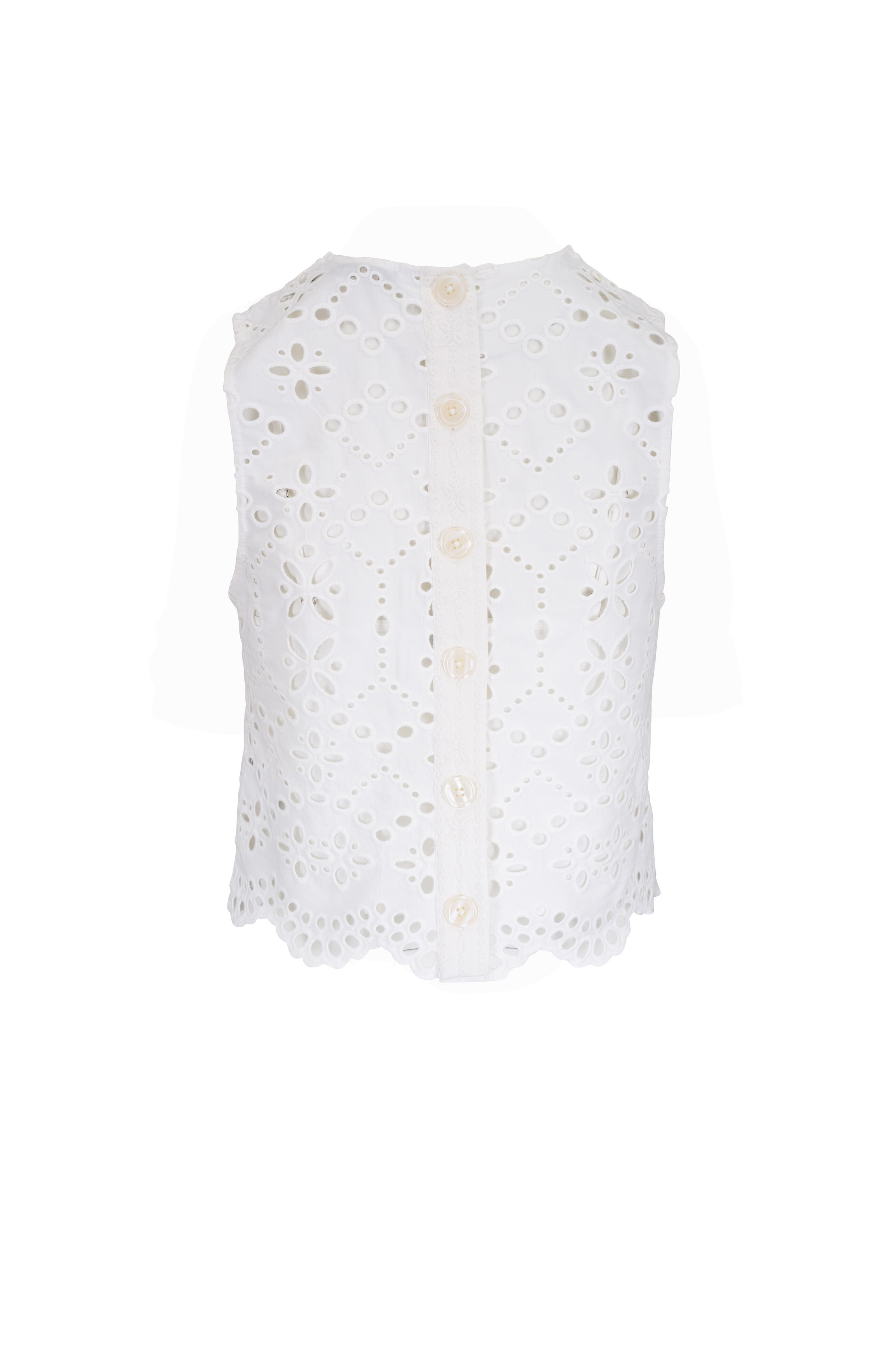 Veronica Beard - Adelyn Off White Cotton Eyelet Tank