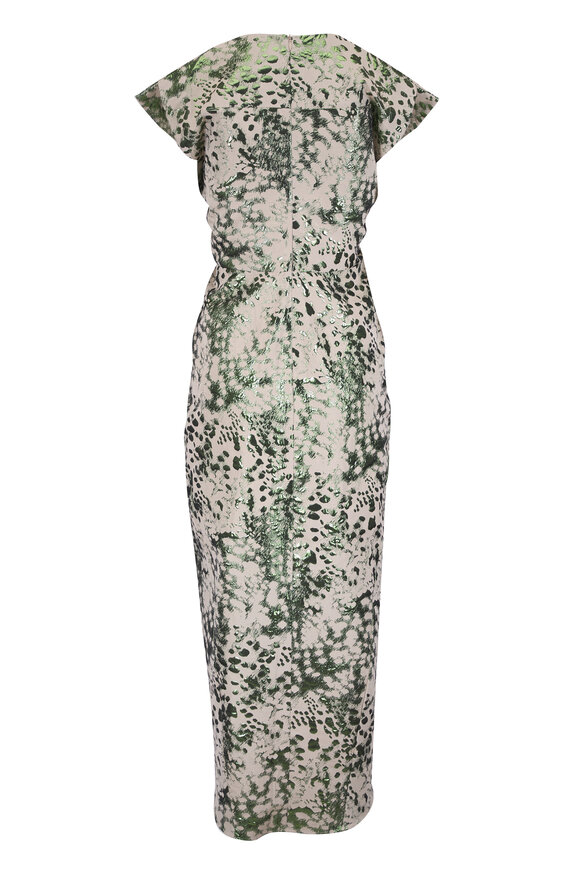Zero + Maria Cornejo Omi Green Spot Metallic Jacquard Wrap Dress - view 3