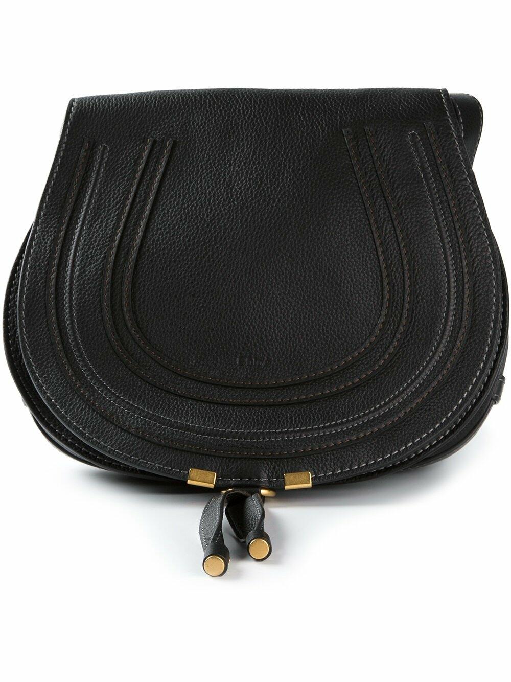 Chloé - Marcie Medium Black Leather Saddle Crossbody Bag