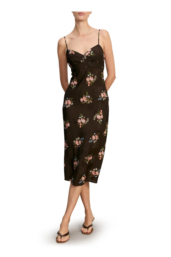 Veronica Beard Shara Brown Multicolor Floral Slip Dress - view 2