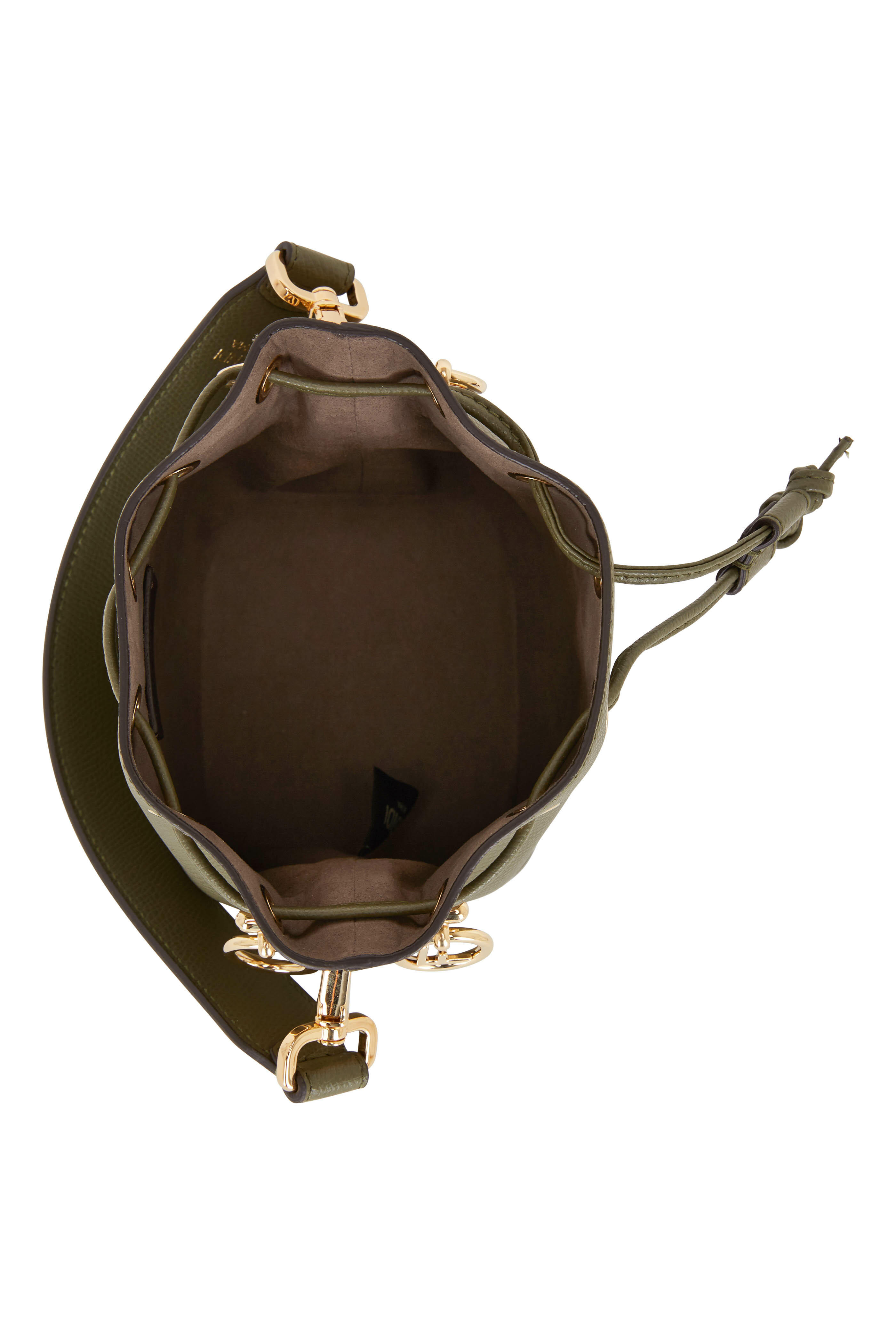FENDI: Mon Tresor bucket bag in leather with embossed logo - Brick