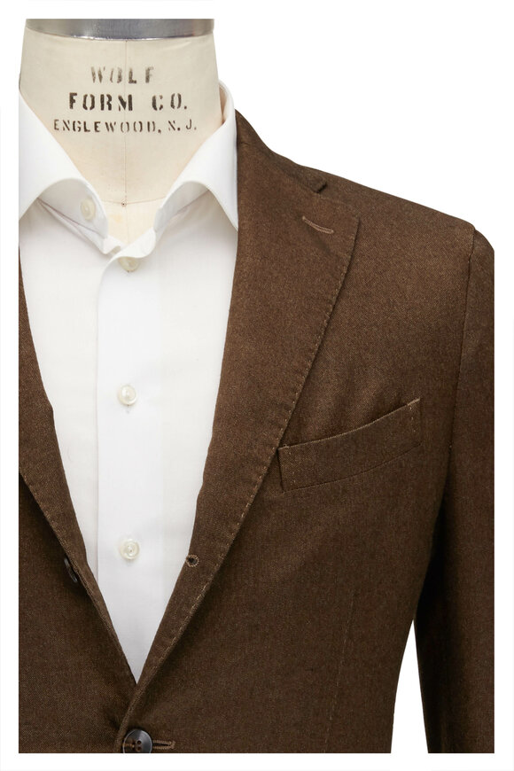 Boglioli - K. Jacket Olive Brown Cashmere & Silk Sportcoat 