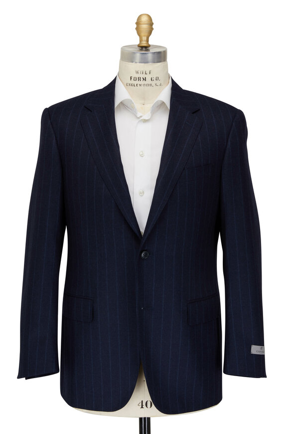 Canali - Navy Blue Stripe 120s Wool Suit