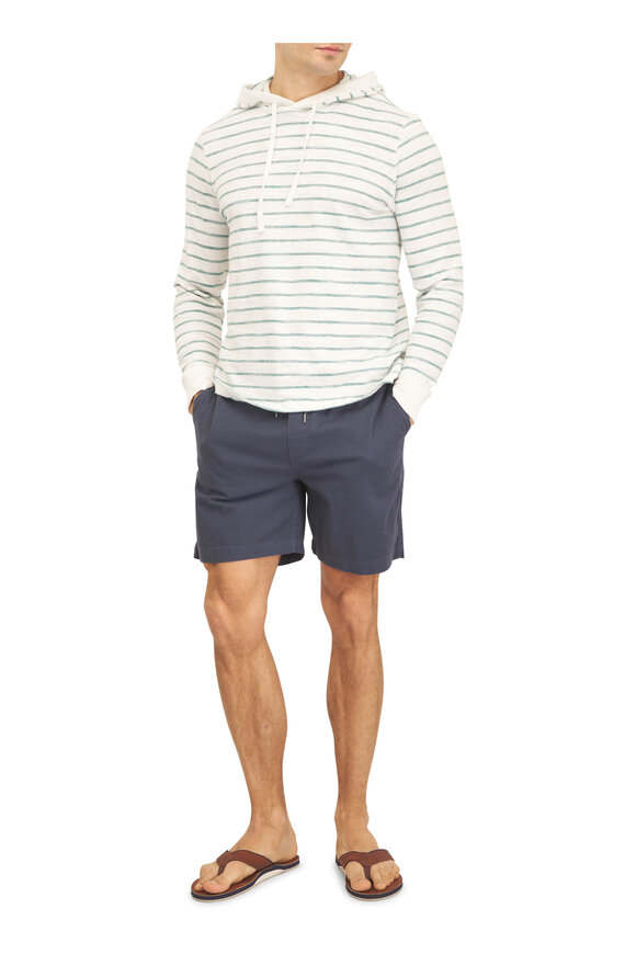 Faherty Brand Sunwashed White Biscayne Stripe Cotton Hoodie - view 2