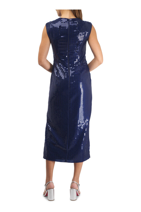 Akris Navy Lucid Sequin Midi Sheath Dress - view 4