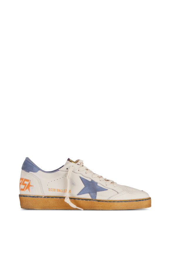 Golden Goose - Ball Star White Leather & Blue Suede Sneaker