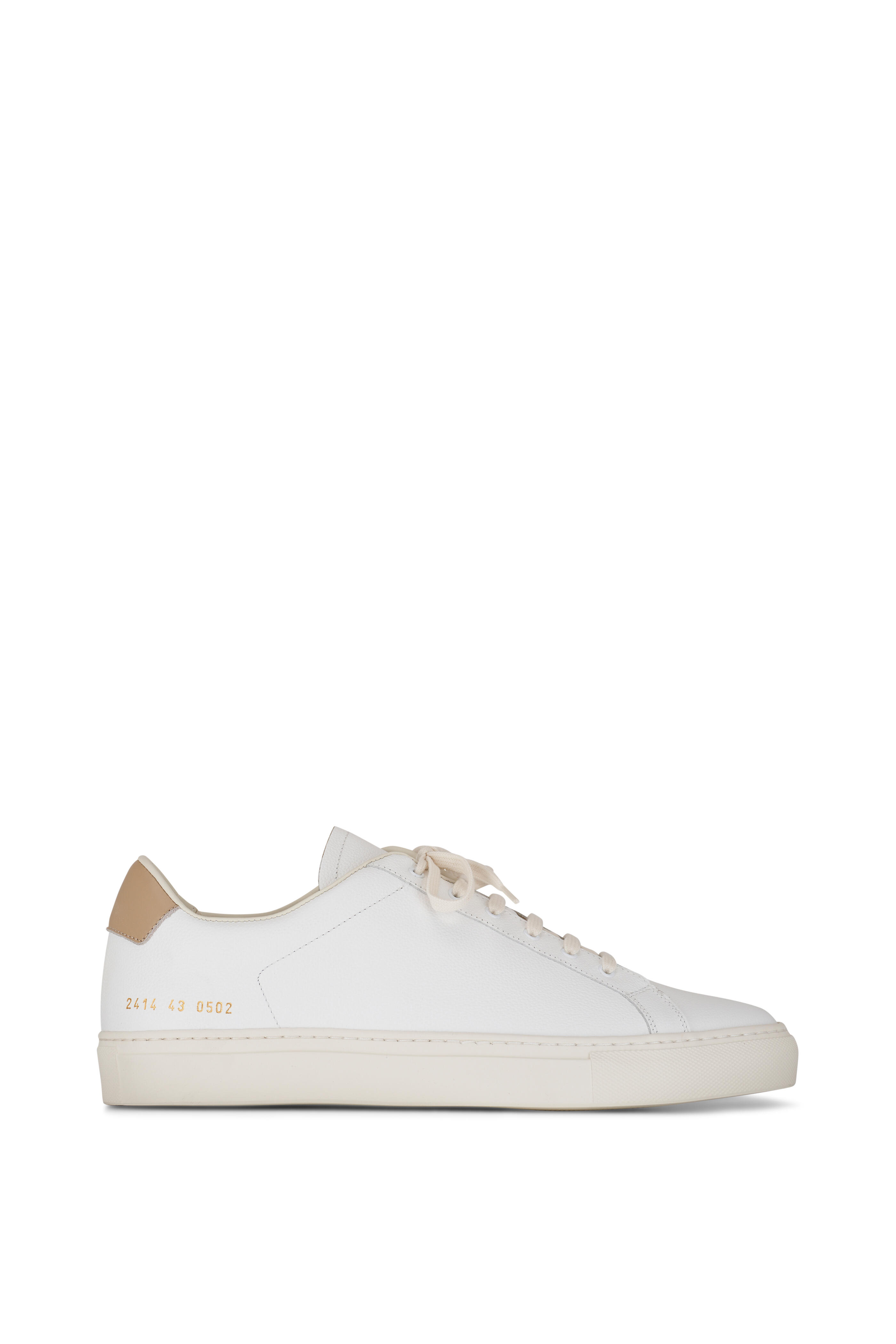 Common Projects - Retro Bumpy White & Tan Leather Low Top Sneaker