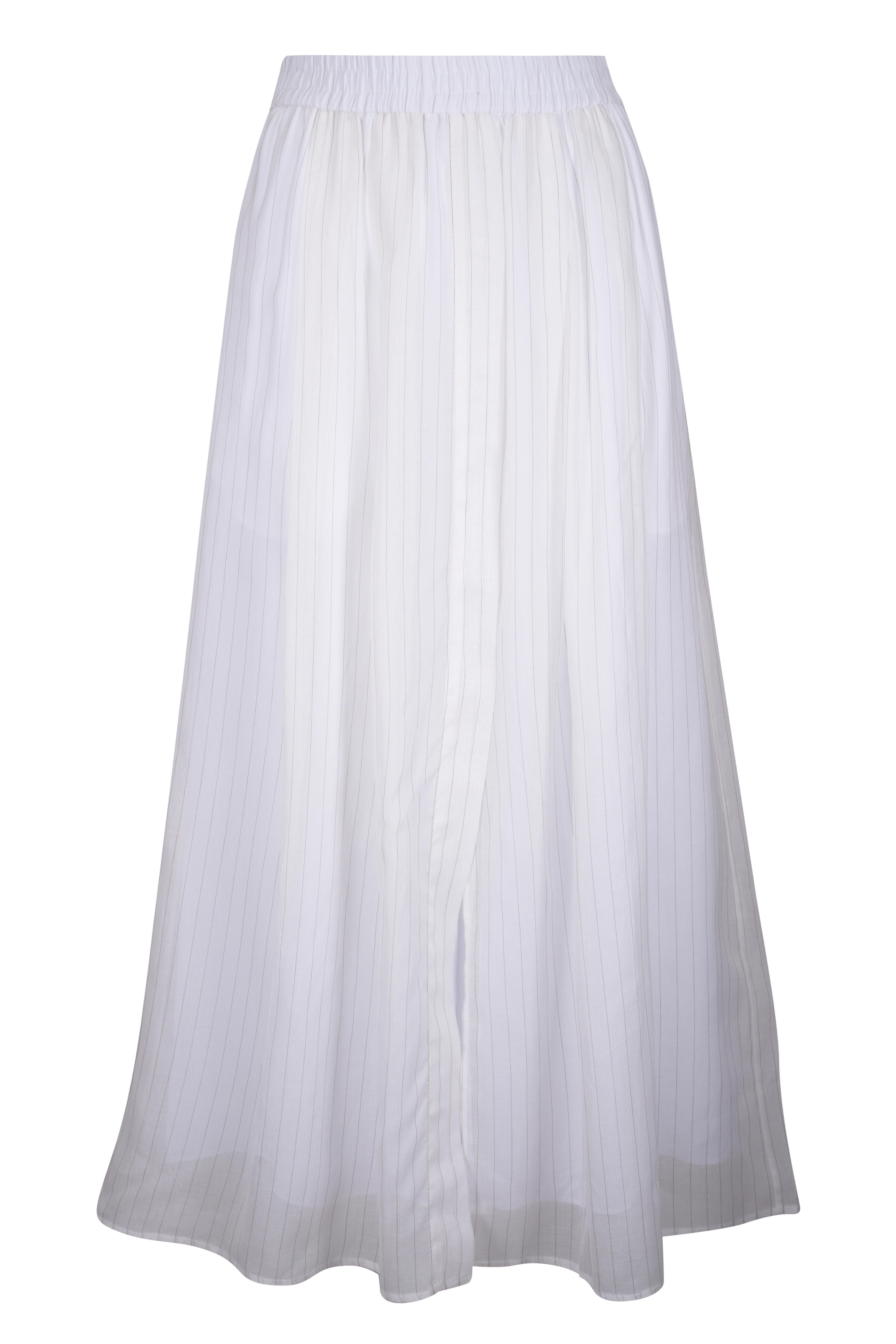 スカート Brunello Cucinelli Gonna Ampia In Cotone Brunello Cucinelli - White Striped Cotton Paperbag Waist Skirt