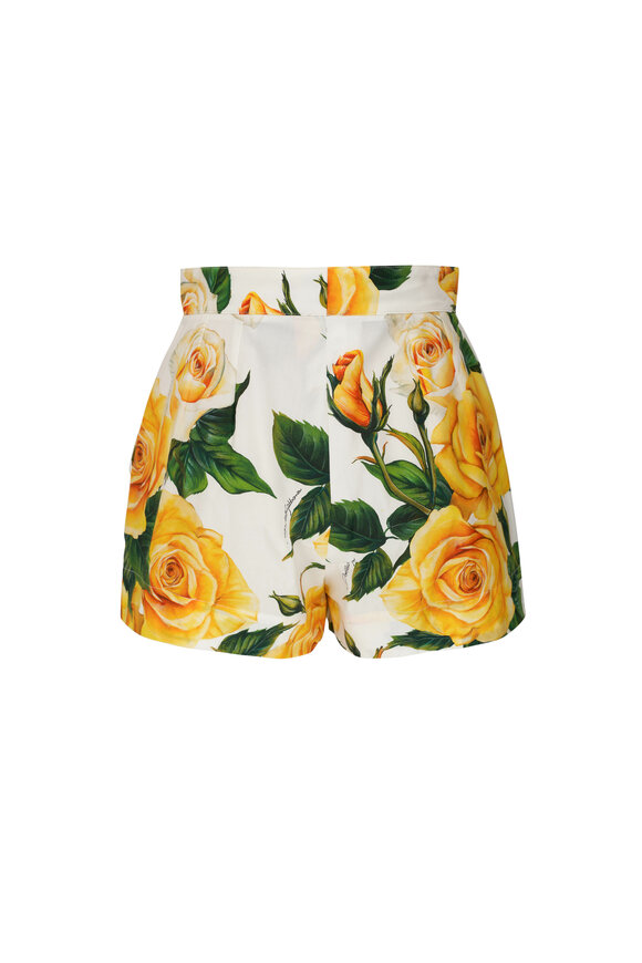 Dolce & Gabbana - Yellow Rose Printed Shorts 