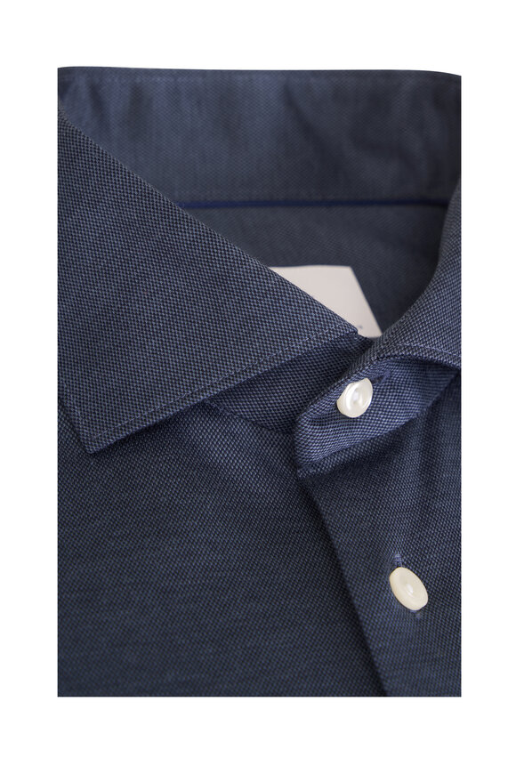 Eton Blue Cotton Sport Shirt - view 3