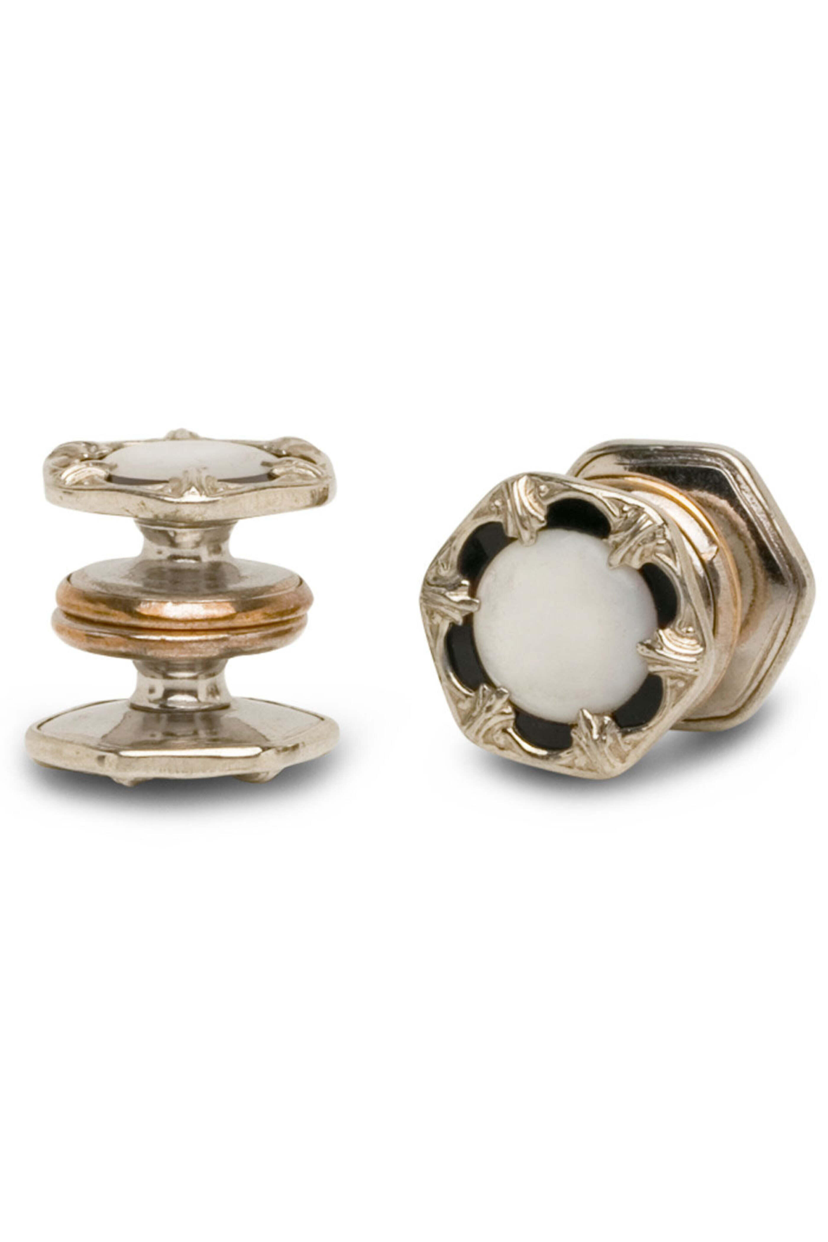 Spivey - Black Celluloid and Mother of Pearl Snap Cufflinks