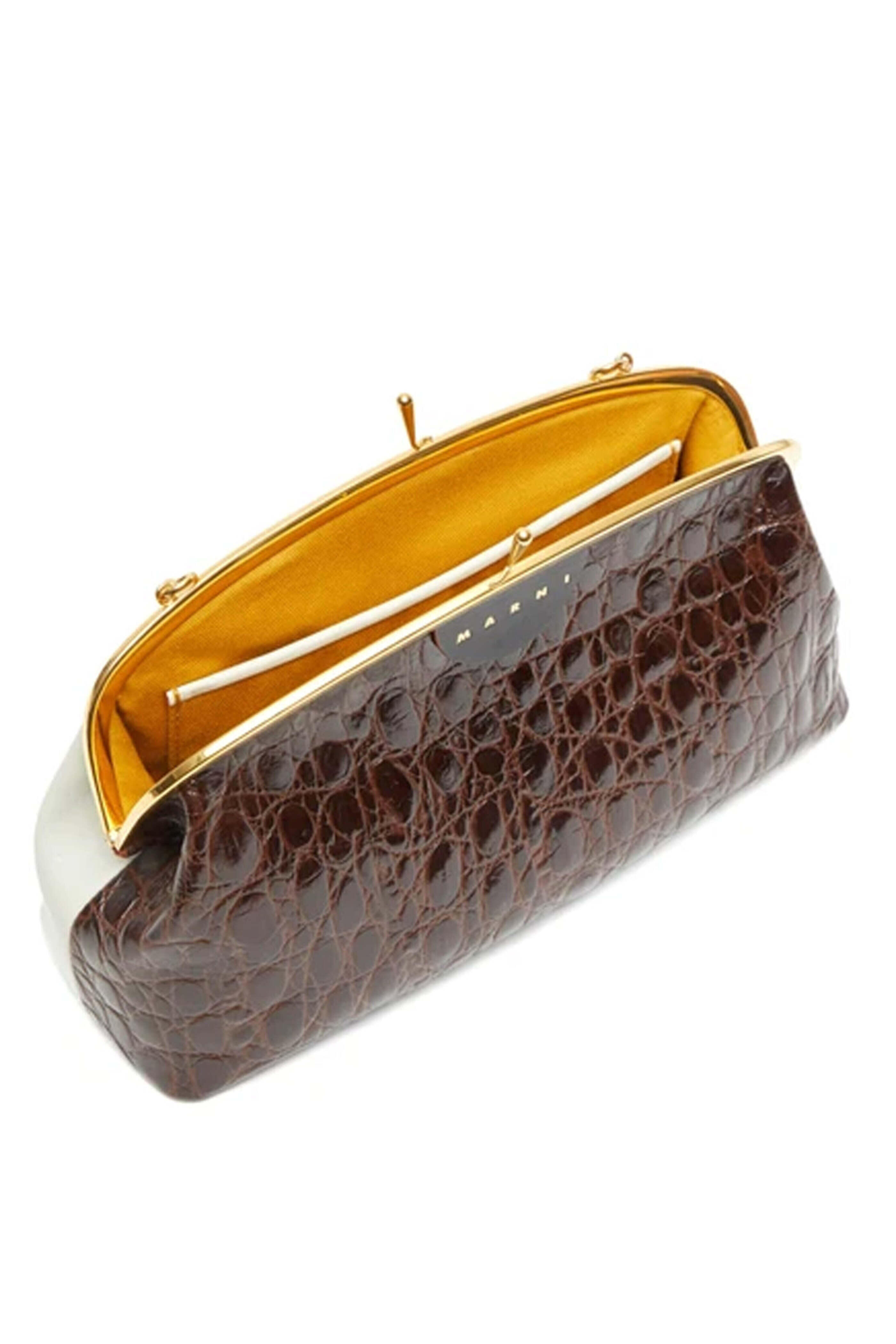 Marni - Brown Croc Embossed Small Cindy Crossbody