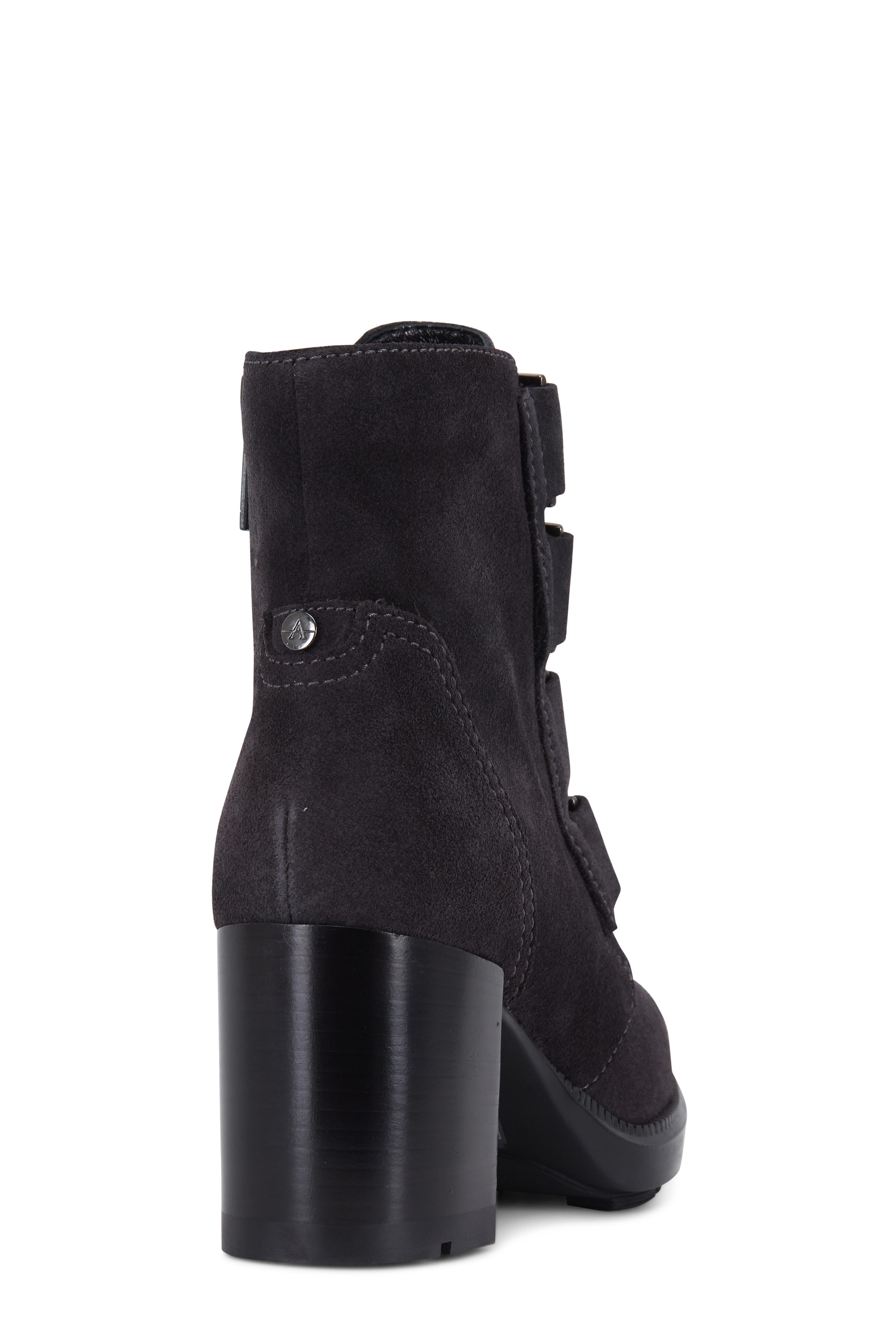 Aquatalia Ilanna Gray Suede Weatherproof Ankle Boot 70mm