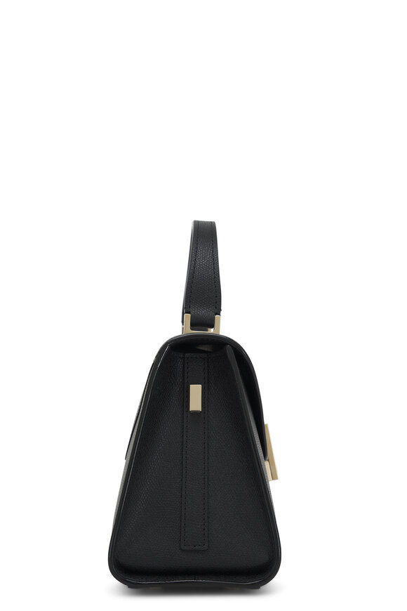 Valextra - Mini Iside Black Leather Top Handle Bag