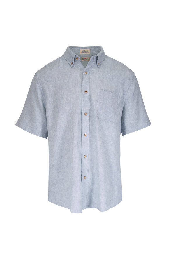 Faherty Brand Breeze Blue Streams Short Sleeve Sport Shirt - view 1