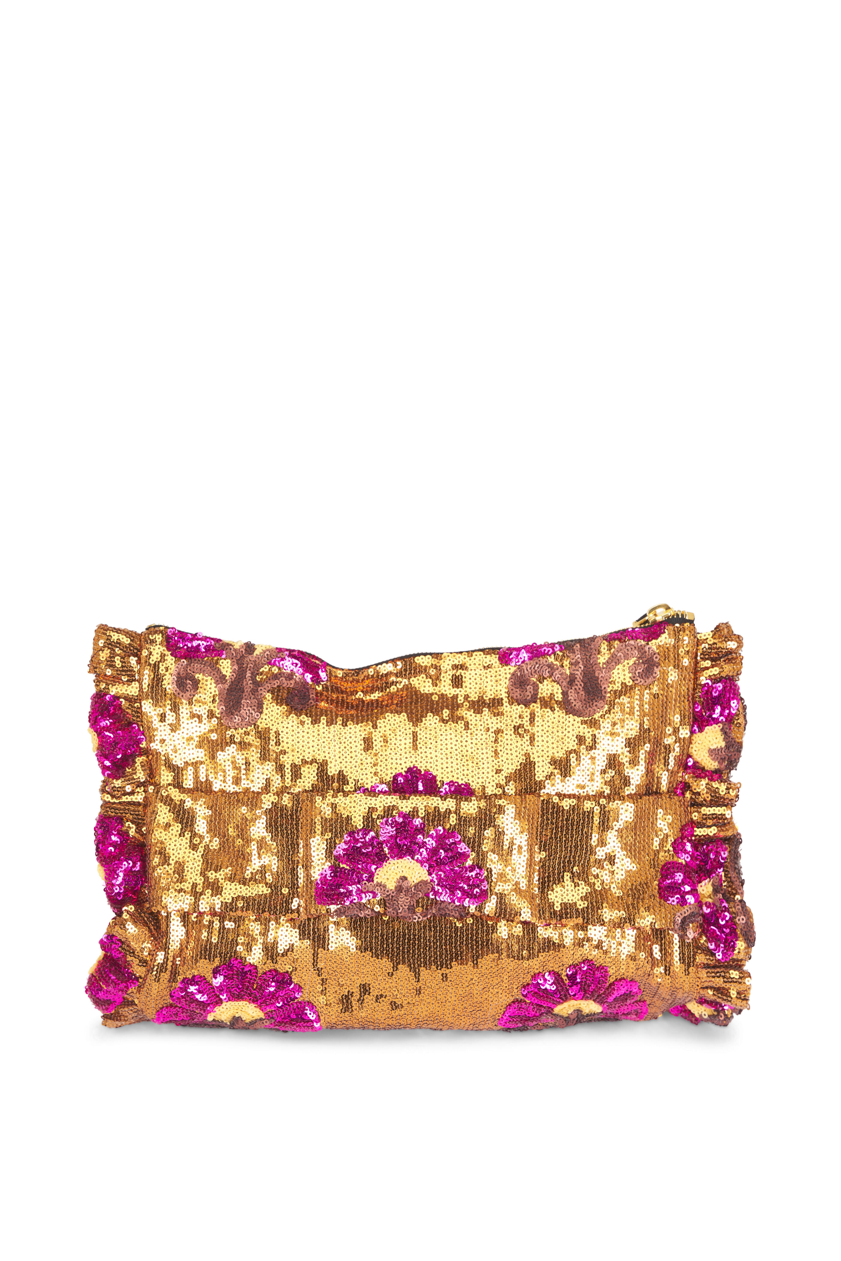 La DoubleJ - Bronze Floral Sequin Hand Pochette - view 2