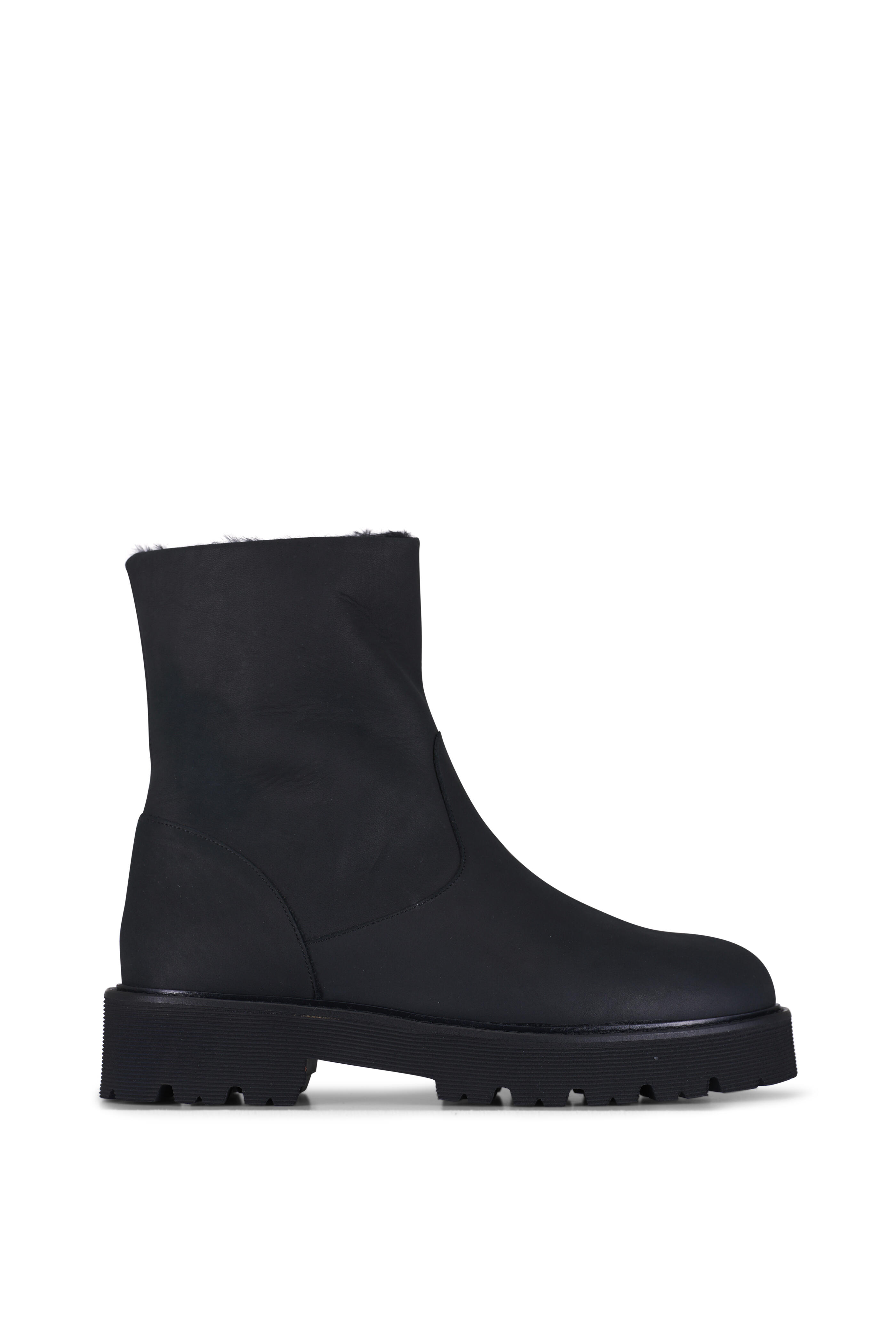 Aquatalia - Eloise Black Nubuck Suede Shearling Lined Bootie