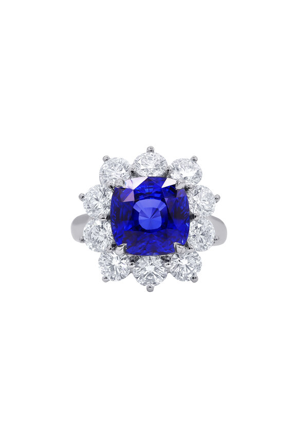Diana M Jewels Platinum Sapphire & Diamond Princess Diana Ring - view 1
