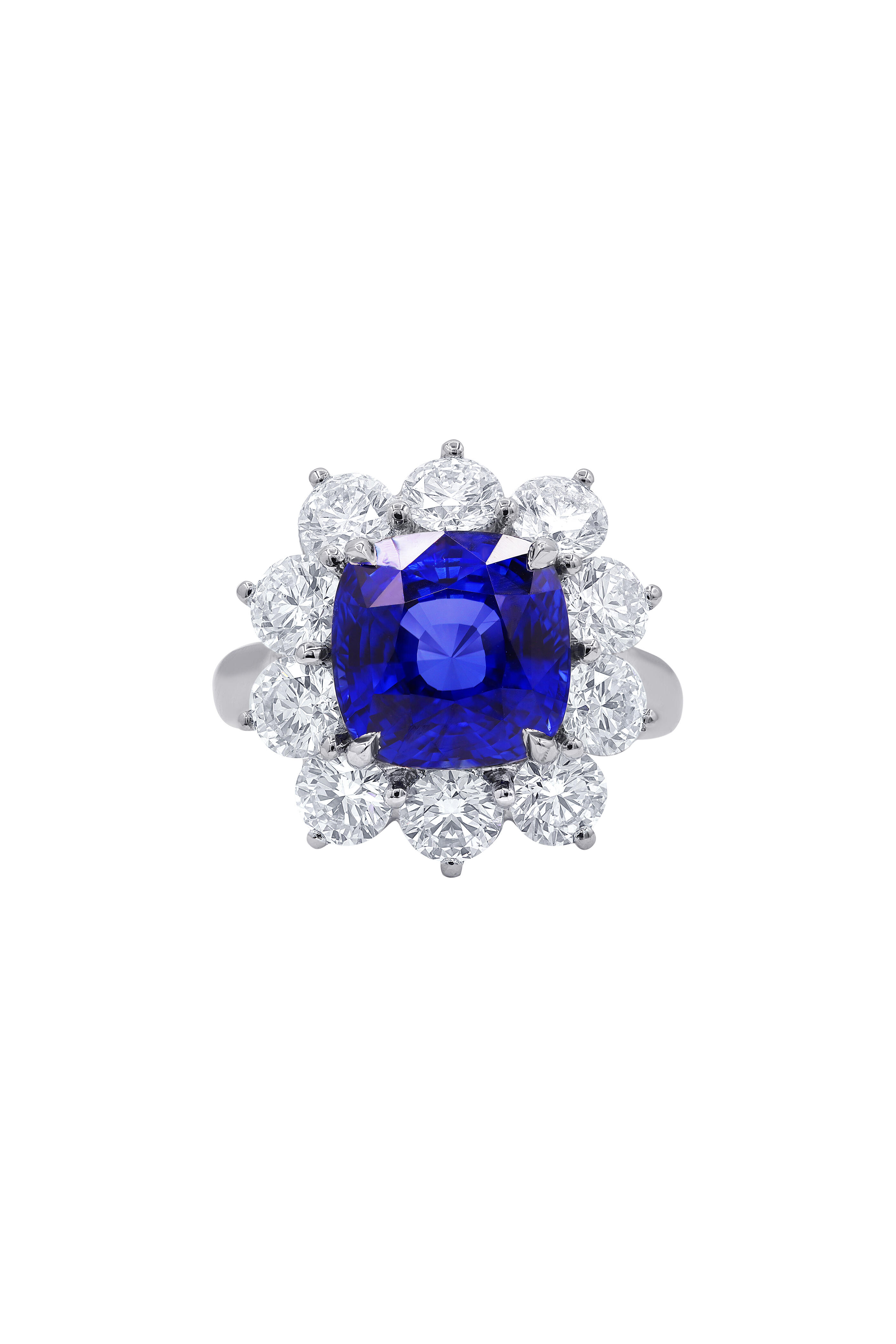 Diana M Jewels - Platinum Sapphire & Diamond Princess Diana Ring - view 1