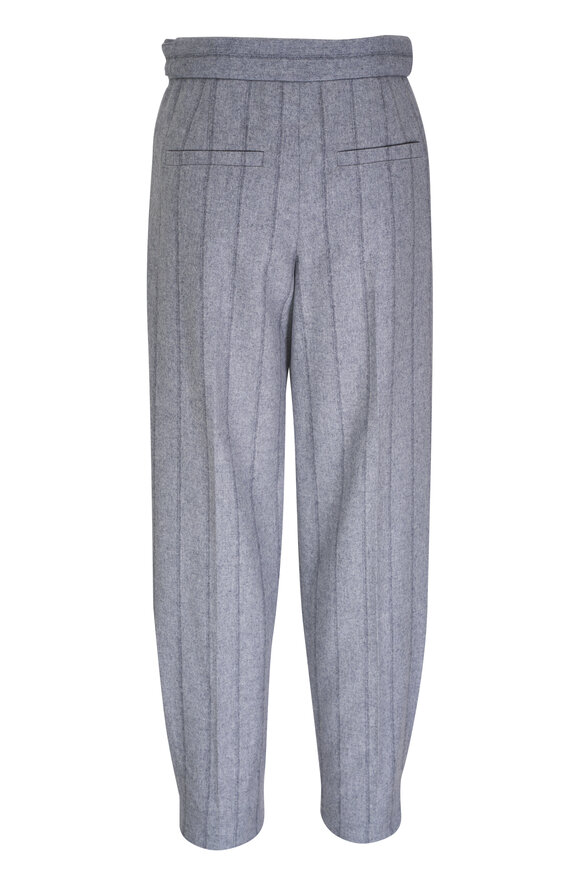 Brunello Cucinelli - Gray Stripe Stretch Wool Pant 