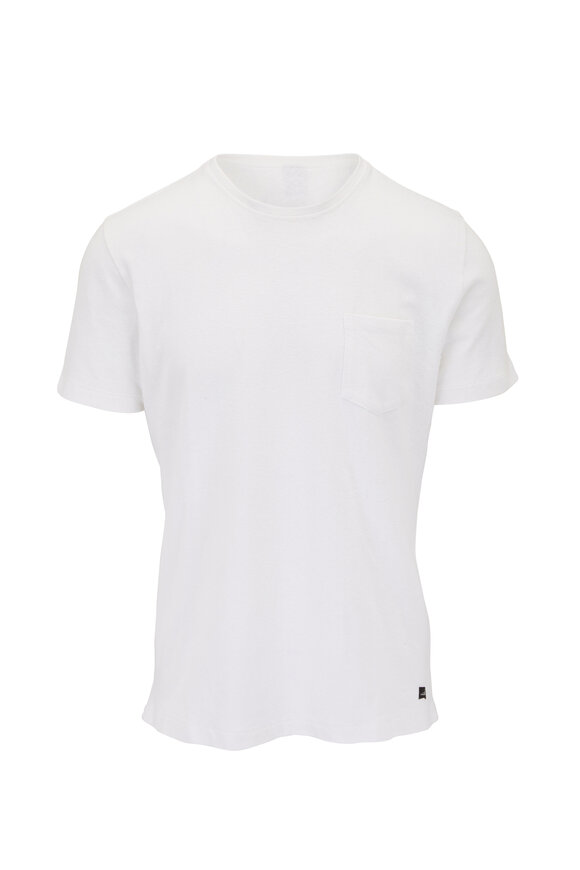 WAHTS - White Stretch Cotton & Linen Pocket T-Shirt