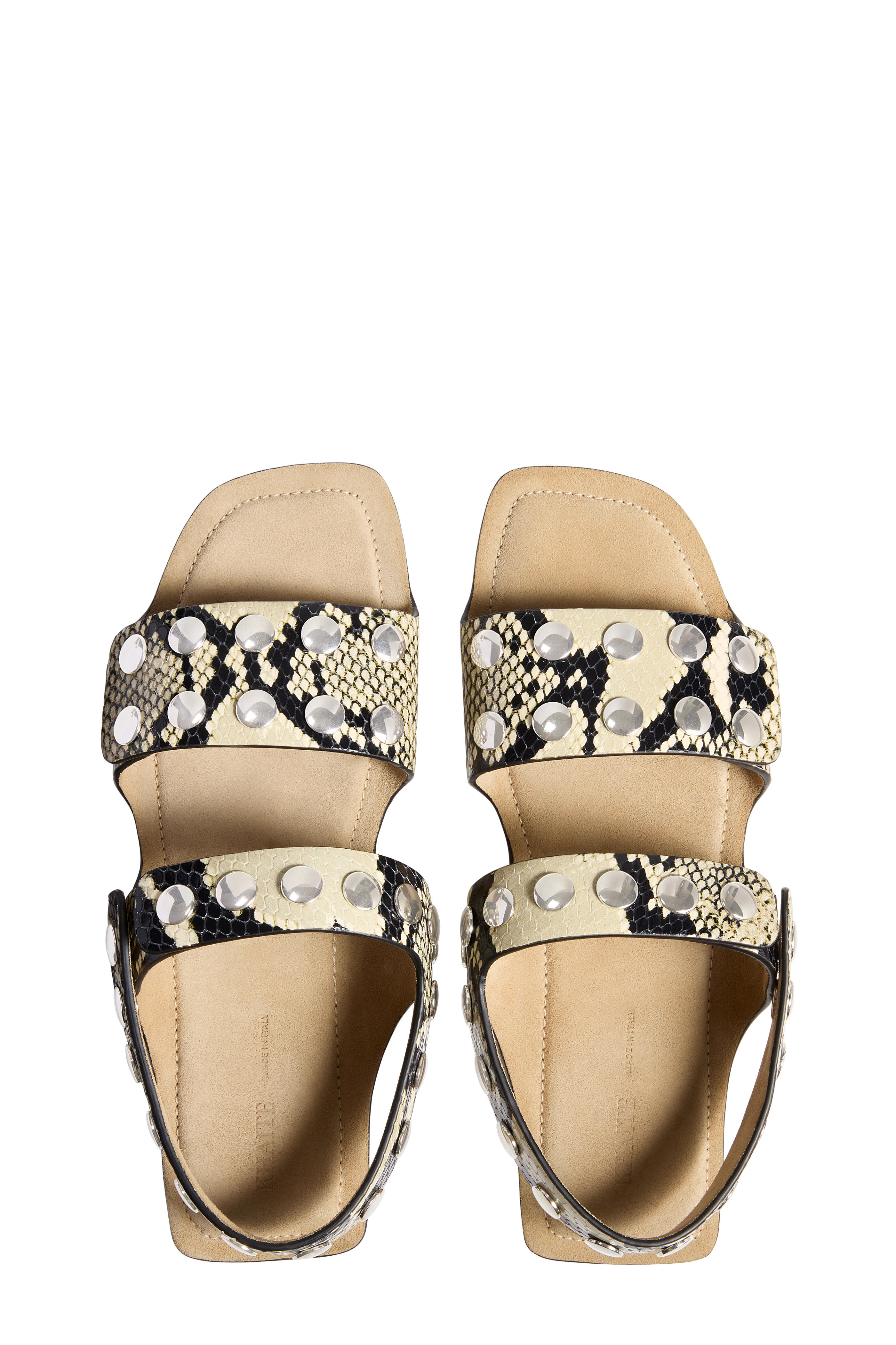 Khaite - Boden Neutral & Silver Leather Studded Sandal