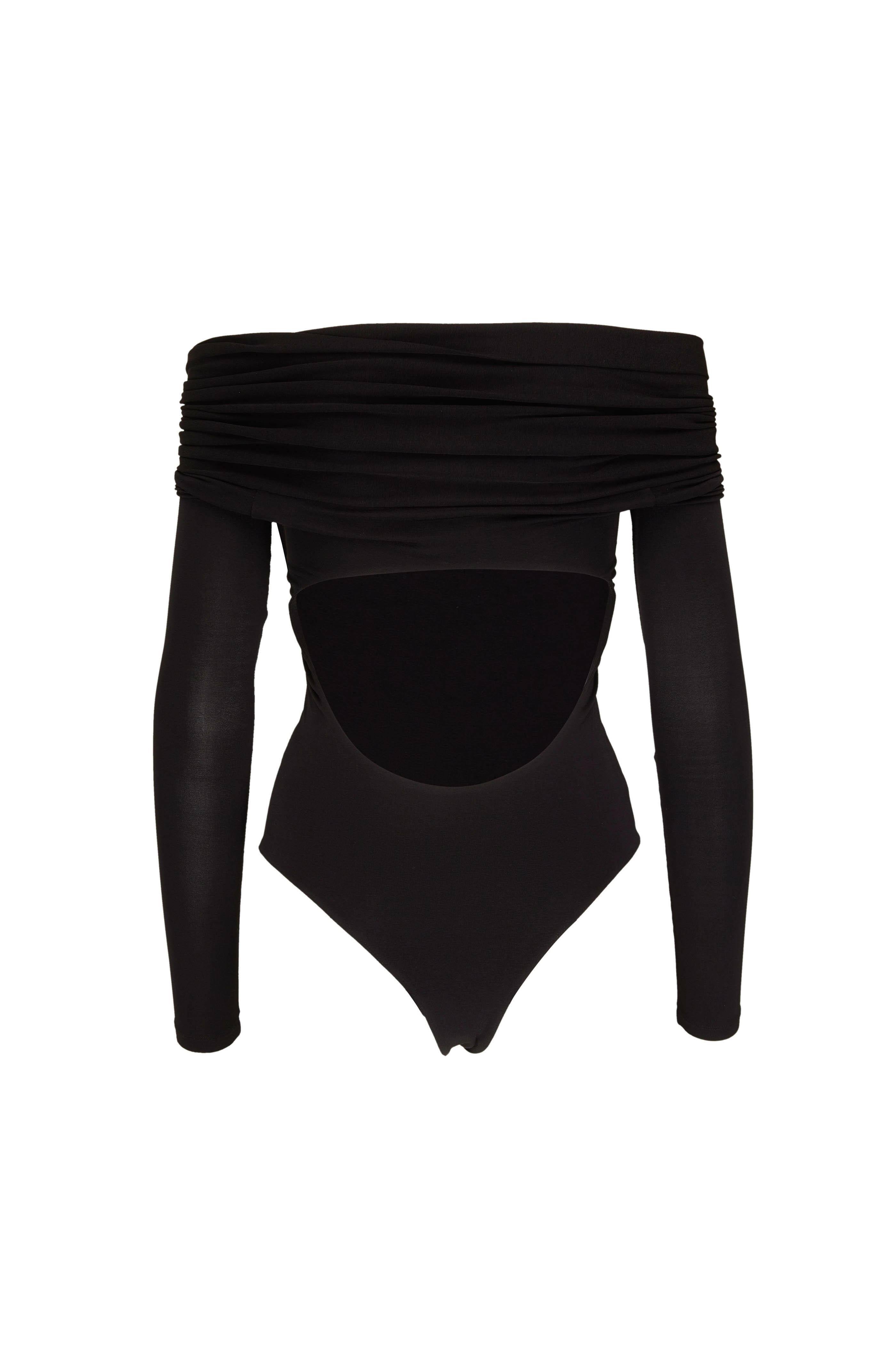 Khaite - Cibo Black Off-The-Shoulder Bodysuit | Mitchell Stores