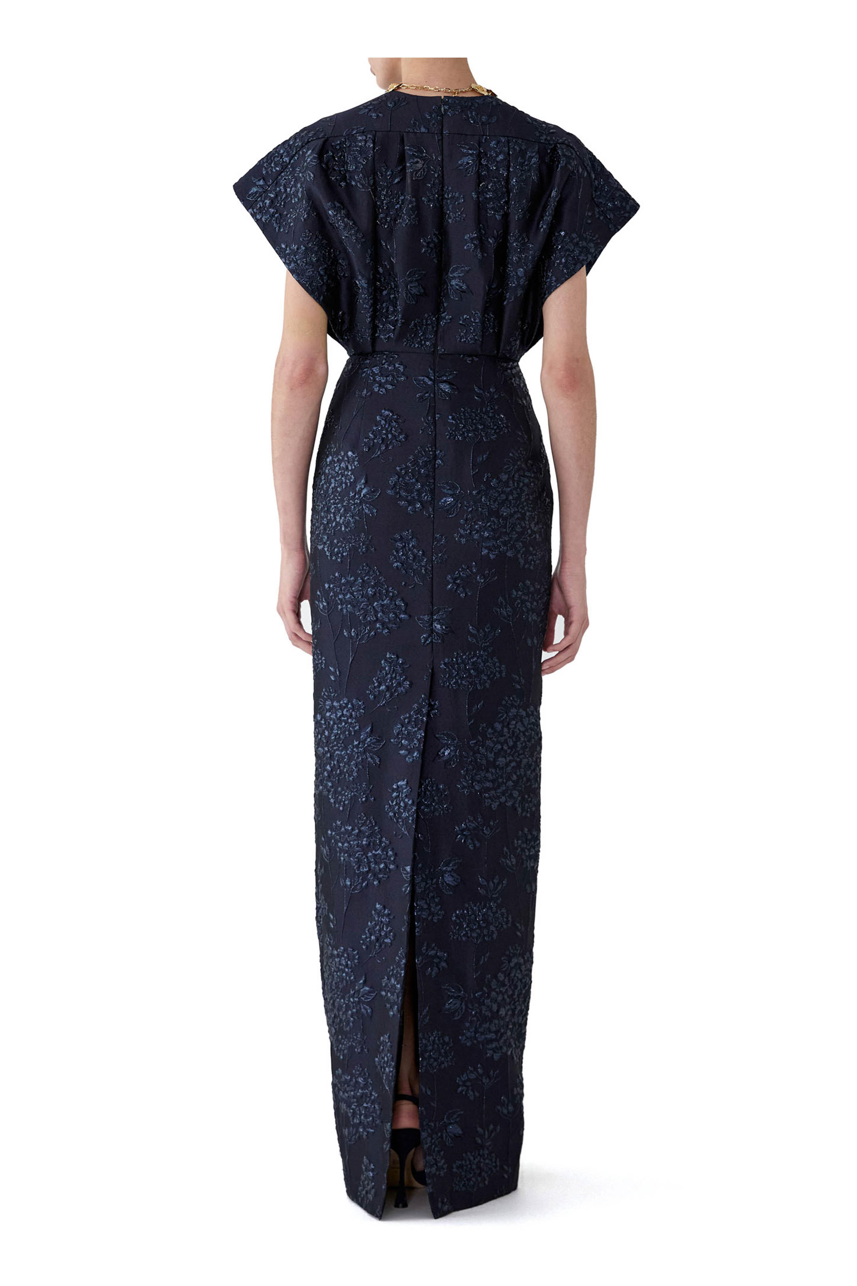 Carolina Herrera - Black Floral Bouquet Lurex Jacquard Gown - view 3