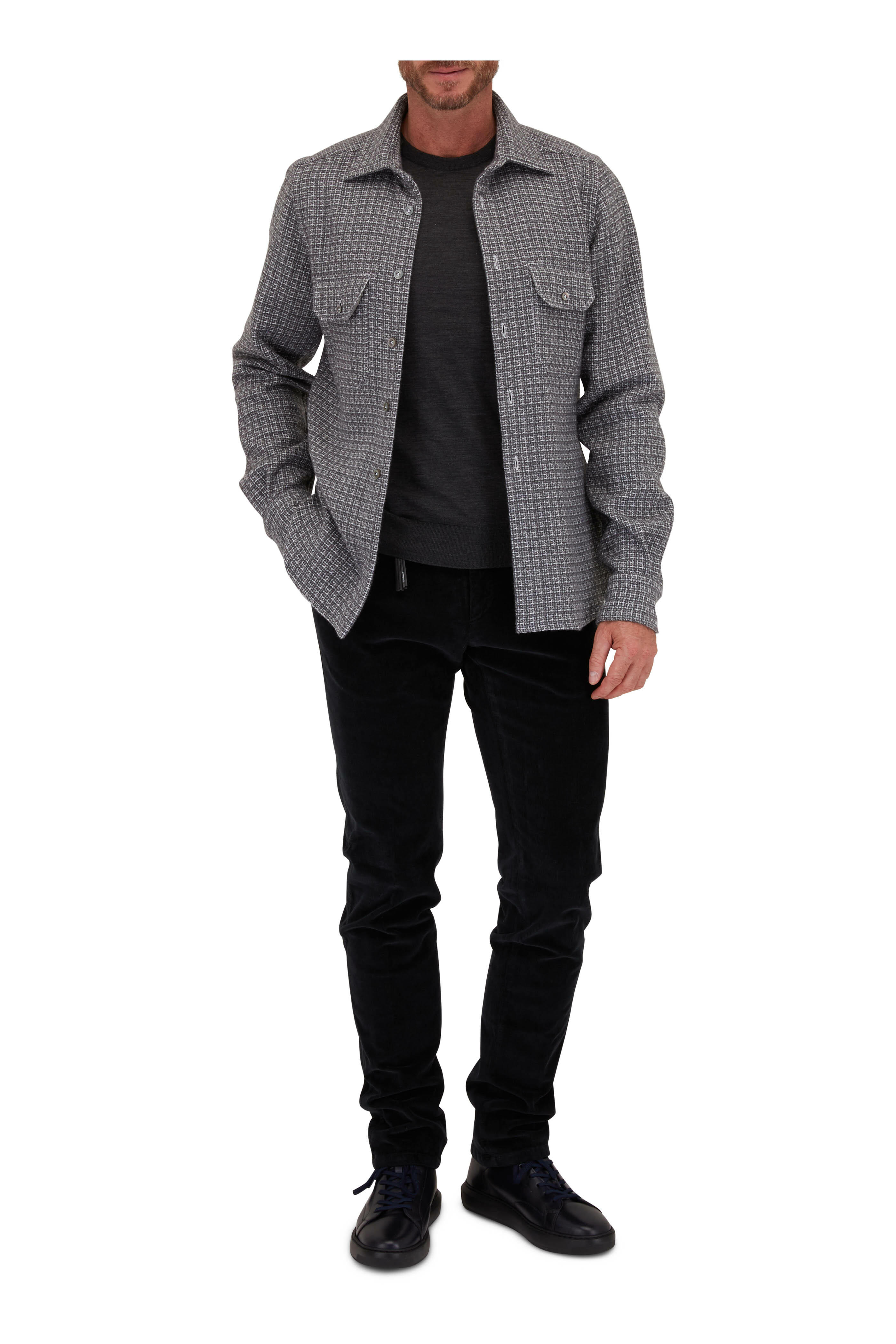 Plaid Cashmere Overshirt | Brown main image 1