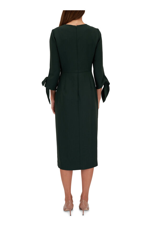 Carolina Herrera - Spruce Green Sheath Split Bow Cuff Dress 