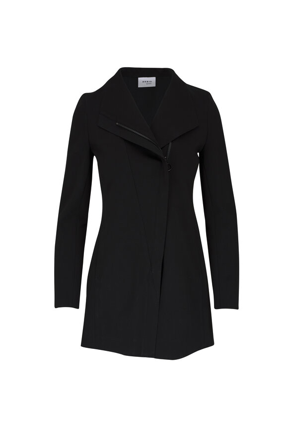 Akris Punto - Black Jersey Asymmetric Zip Jacket 